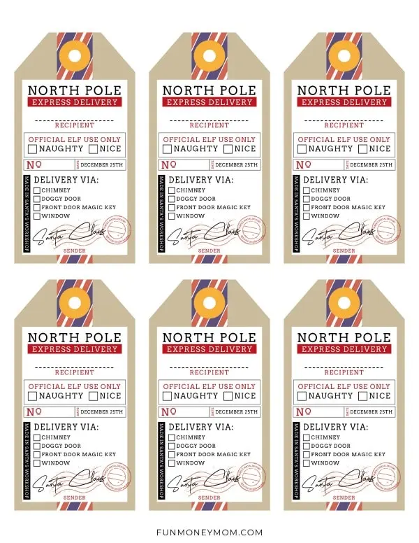 santa gift tag printables.