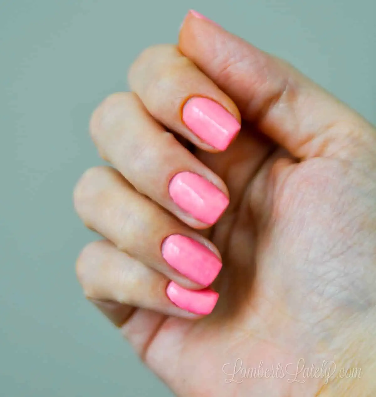 hand with revel nail hottie dip powder.