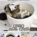 oreo mug cake collage.