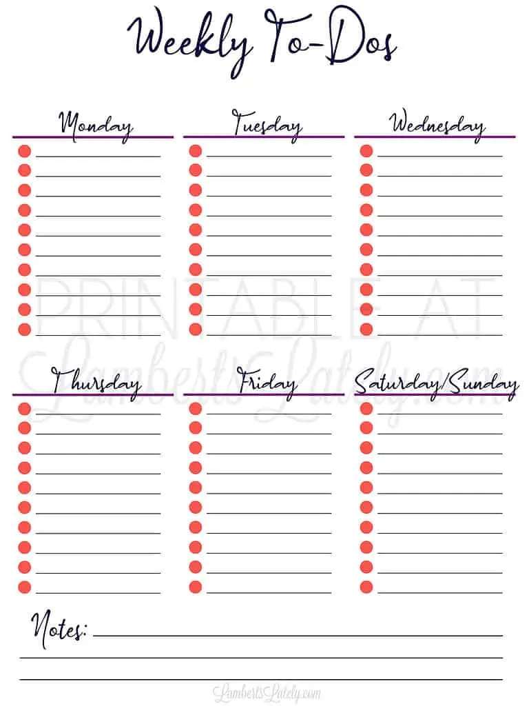 weekly to do list, bold and handwritten.