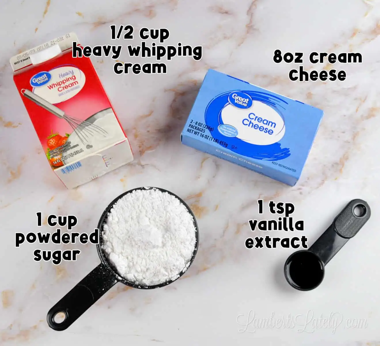 ingredients for cream cheese fruit dip.