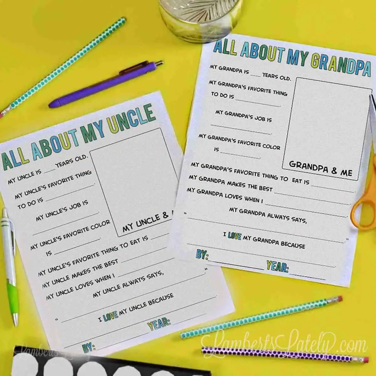 all about my grandpa and all about my uncle printables.