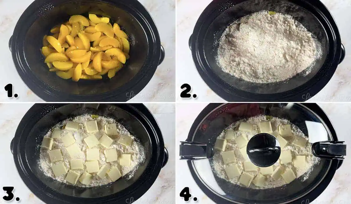 how to make peach cobbler in the crock pot.