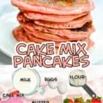 cake mix pancakes collage, with ingredient pictures.