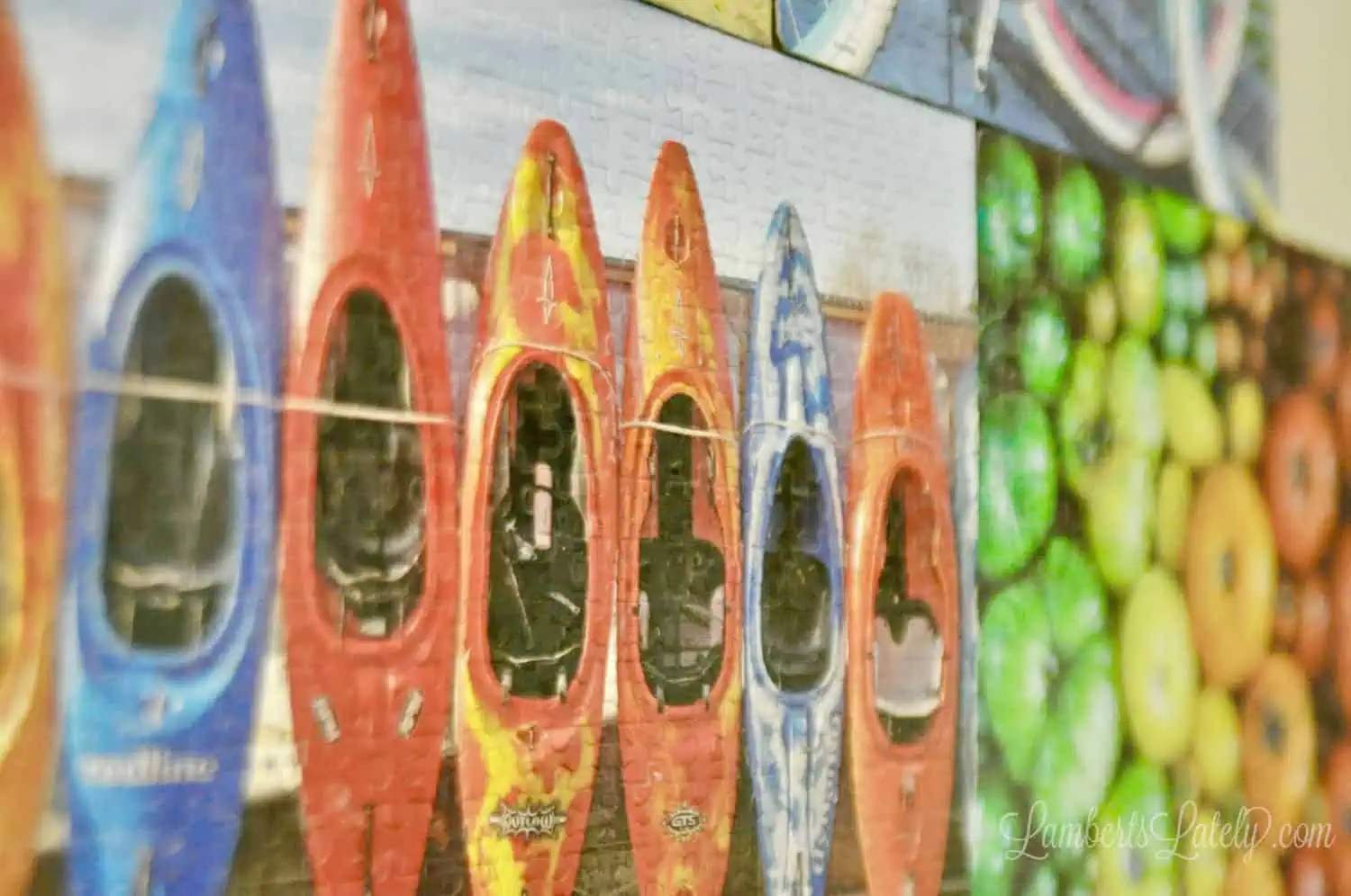 close up of puzzles on a wall.