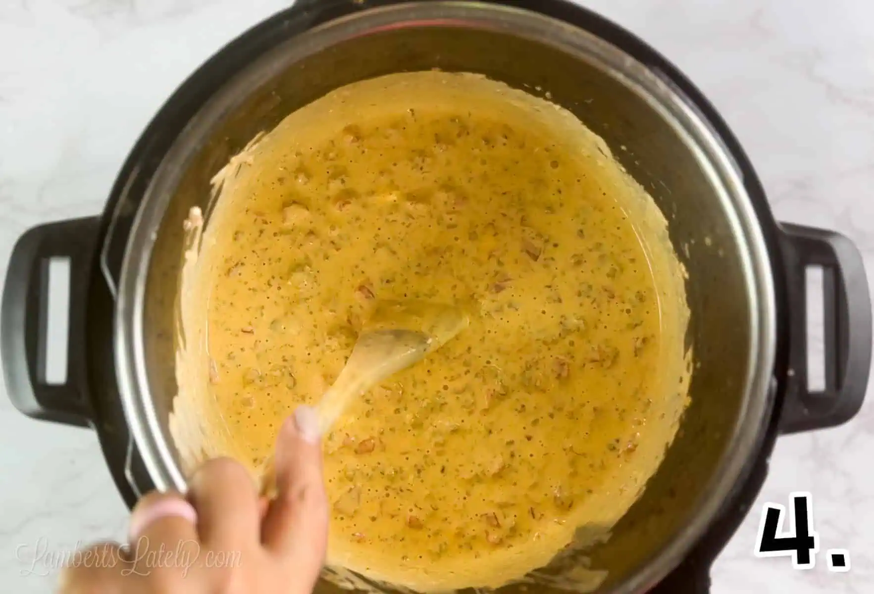 stirring rotel dip in an instant pot.