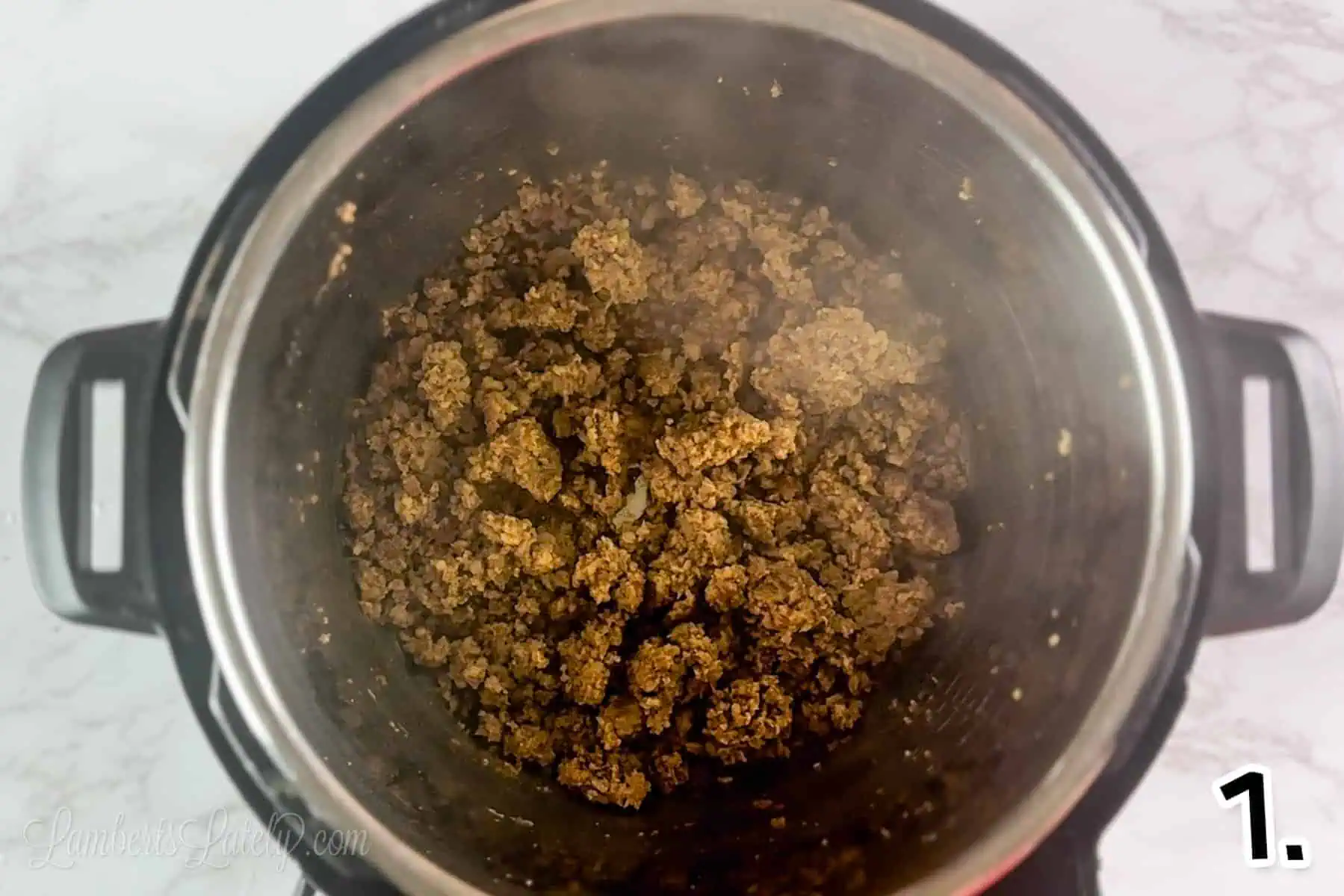 sausage cooking in an instant pot.