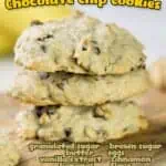 banana bread chocolate chip cookies, with list of ingredients.