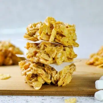 fluffernutter cookies stacked on a cutting board.