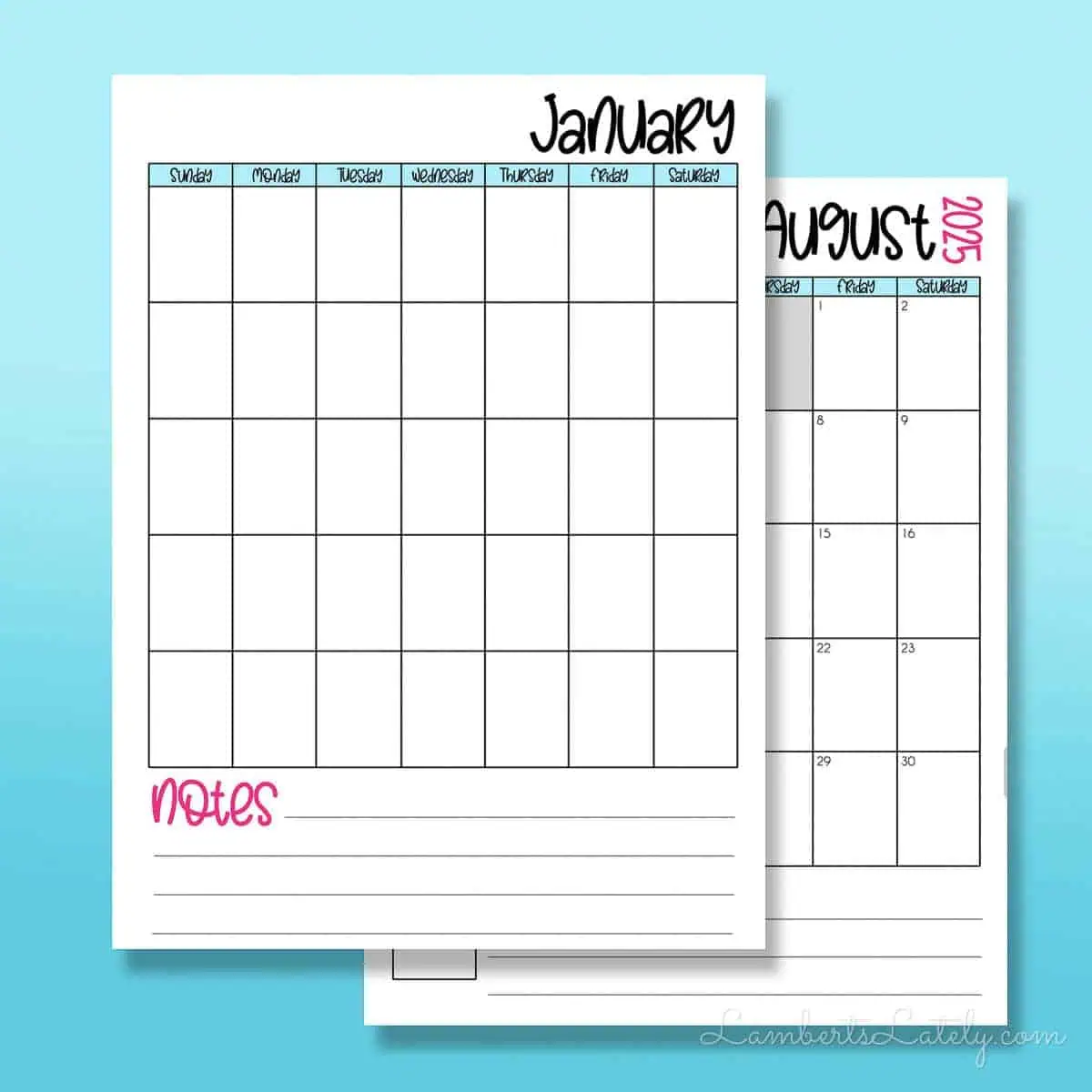 calendar printable on a blue background - portrait orientation.