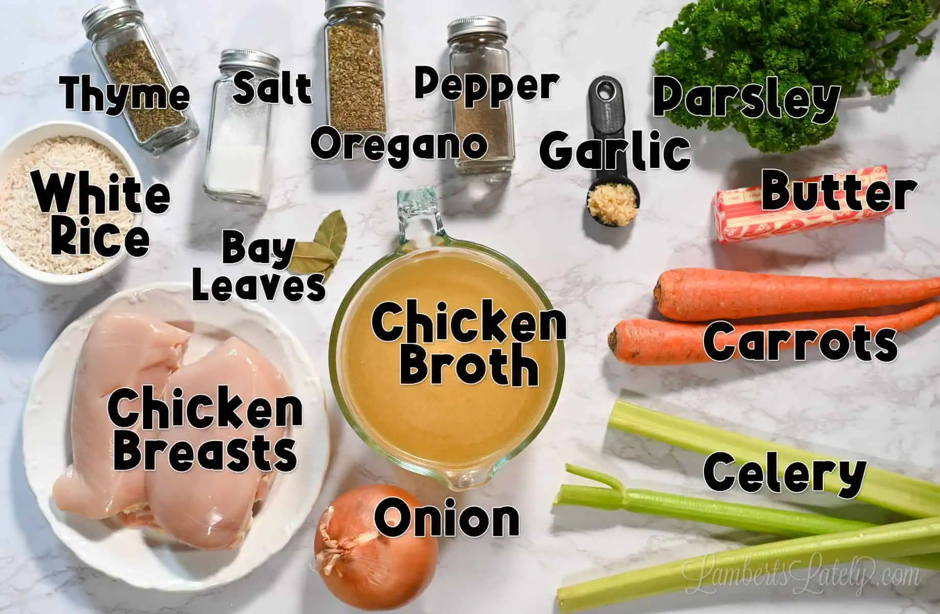 ingredients for instant pot chicken and rice soup.