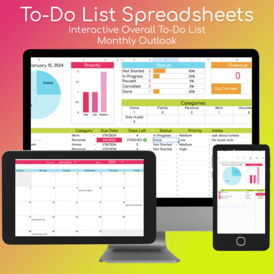 to do list spreadsheets on phone, desktop, and tablet.