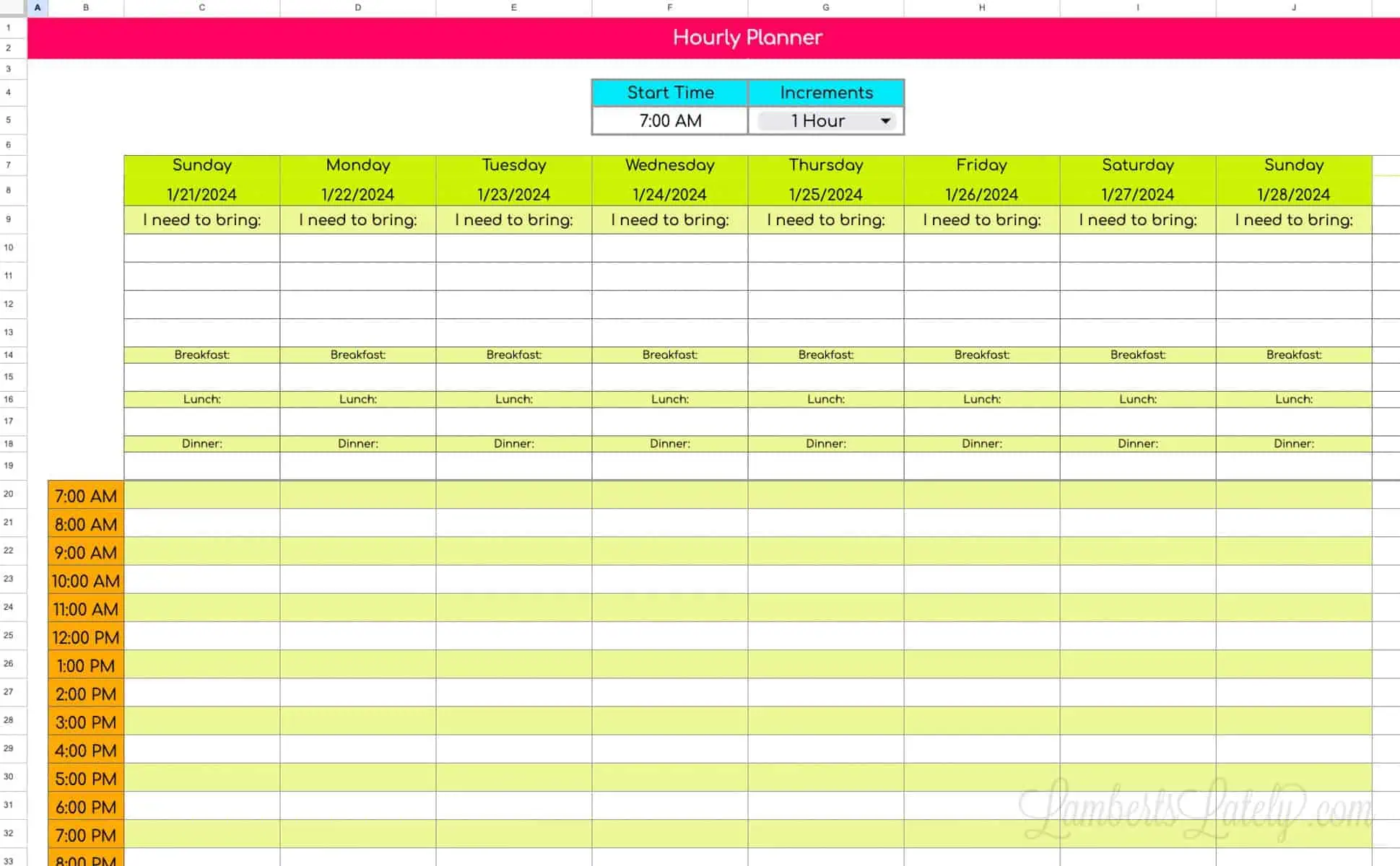 schedule tab in google sheets.