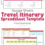 google sheets travel itinerary spreadsheet template.