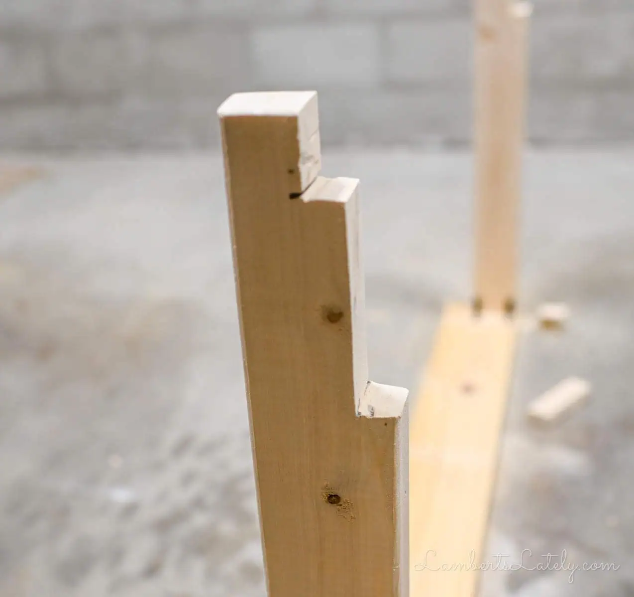 piece of wood cut at the bottom.