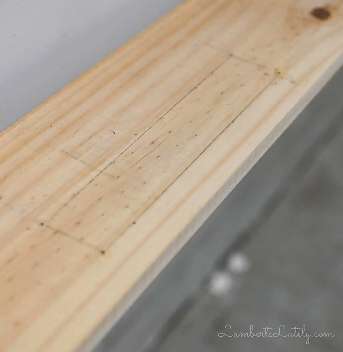rectangle traced onto the wood.