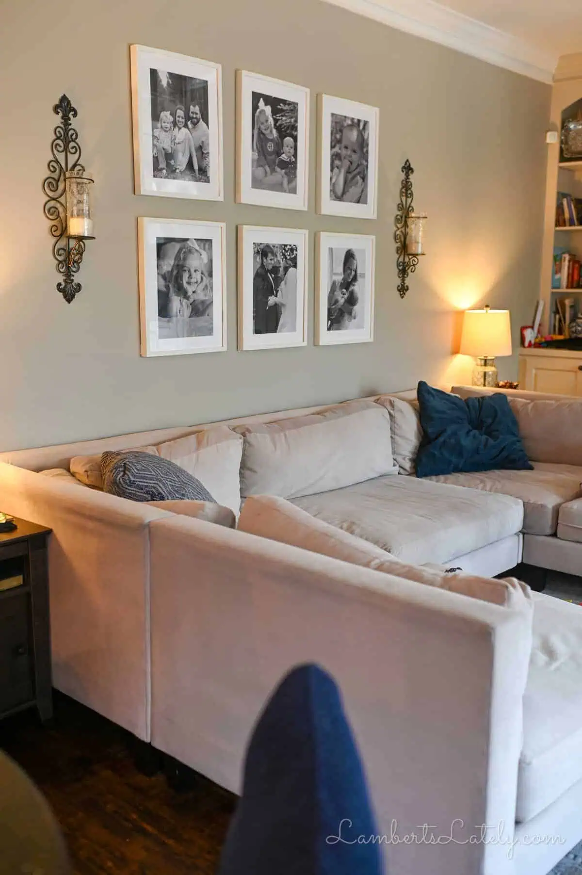 cream colored sectional sofa.