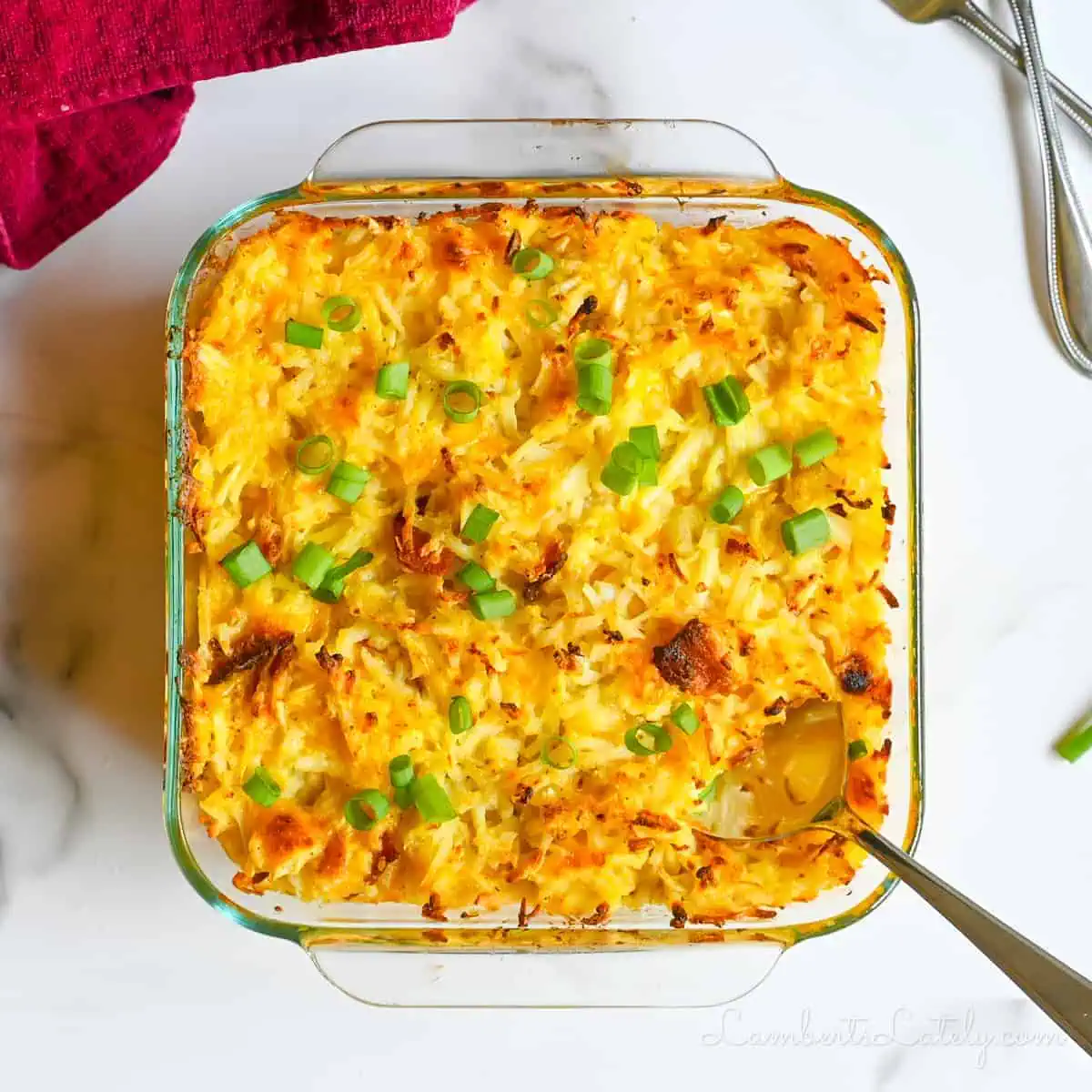 crack potatoes in a glass casserole dish.