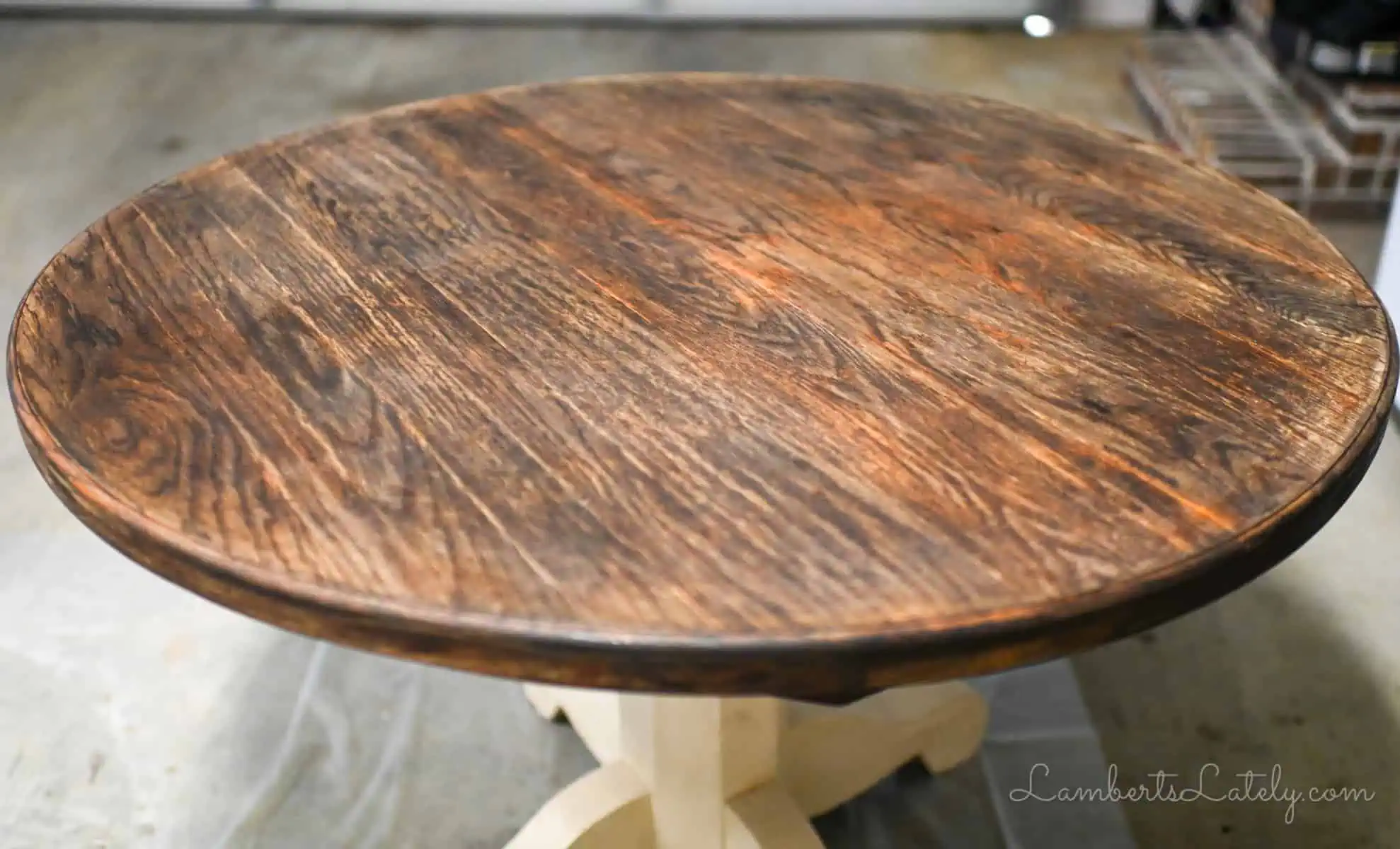 table after stripping off stain and polyurethane.