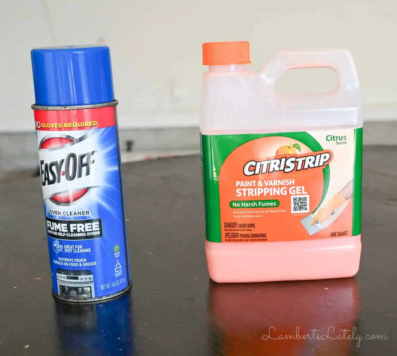 bottle of oven cleaner and stripper gel on a table.