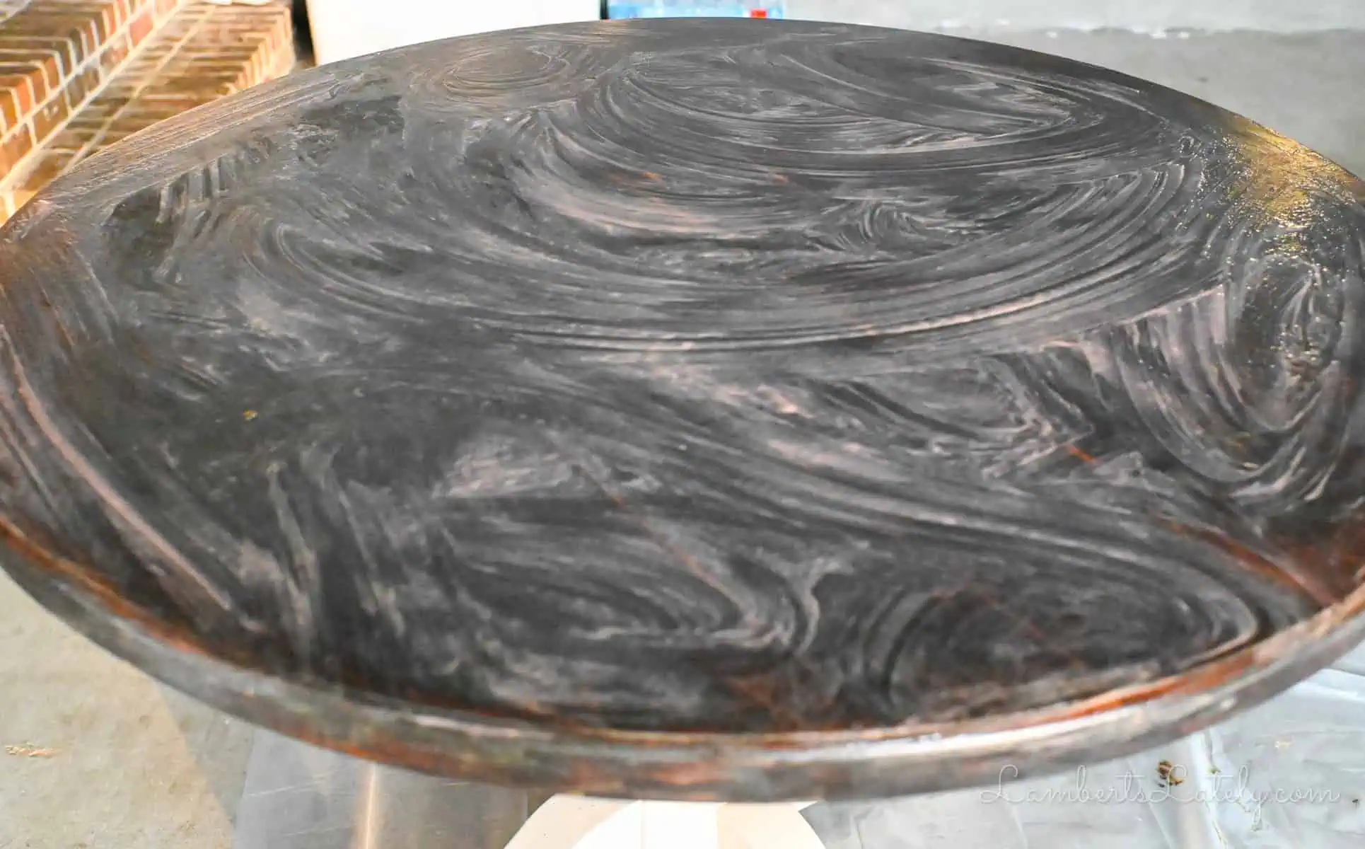 wood table coated in citristrip.