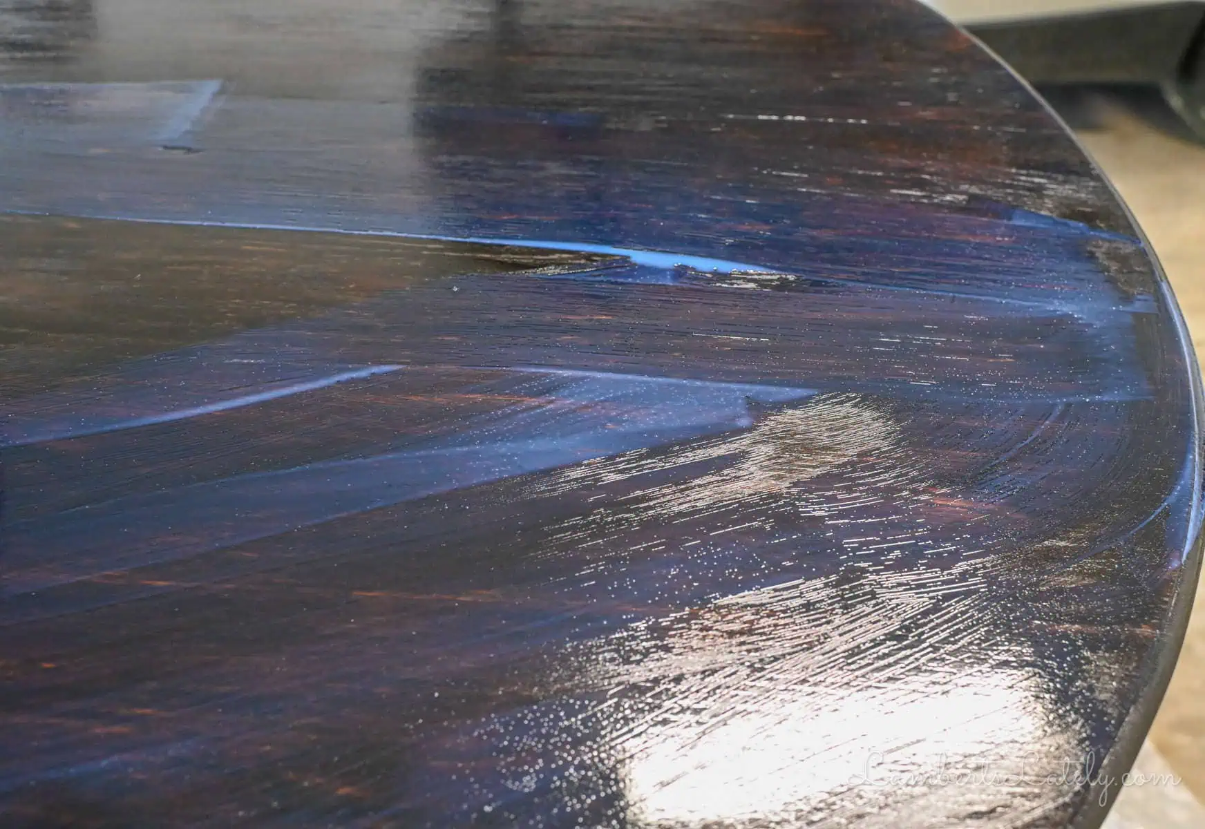a think coat of polyurethane on a table.
