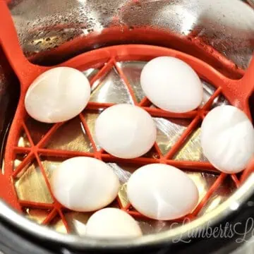eggs in an instant pot on a silicone trivet.