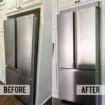 before and after of a refrigerator trim kit install.