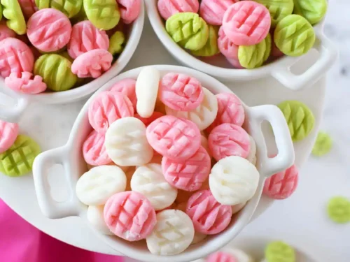 bowls of cream cheese mints.