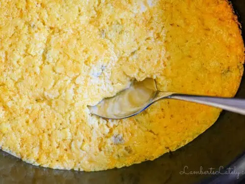 spoon in a corn casserole.