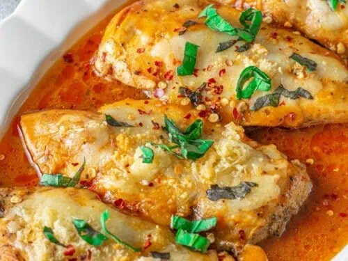 chicken parmesan on a plate.