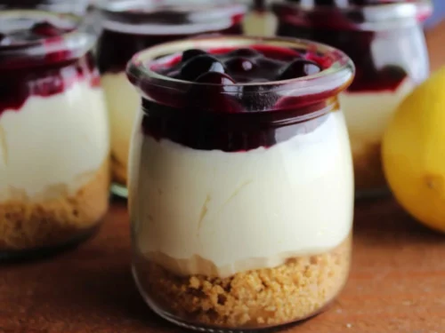 lemon blueberry cheesecake jars.