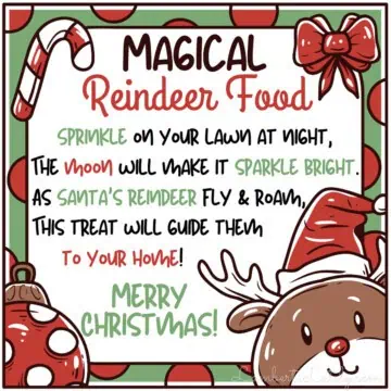 magical reindeer food printable tag.