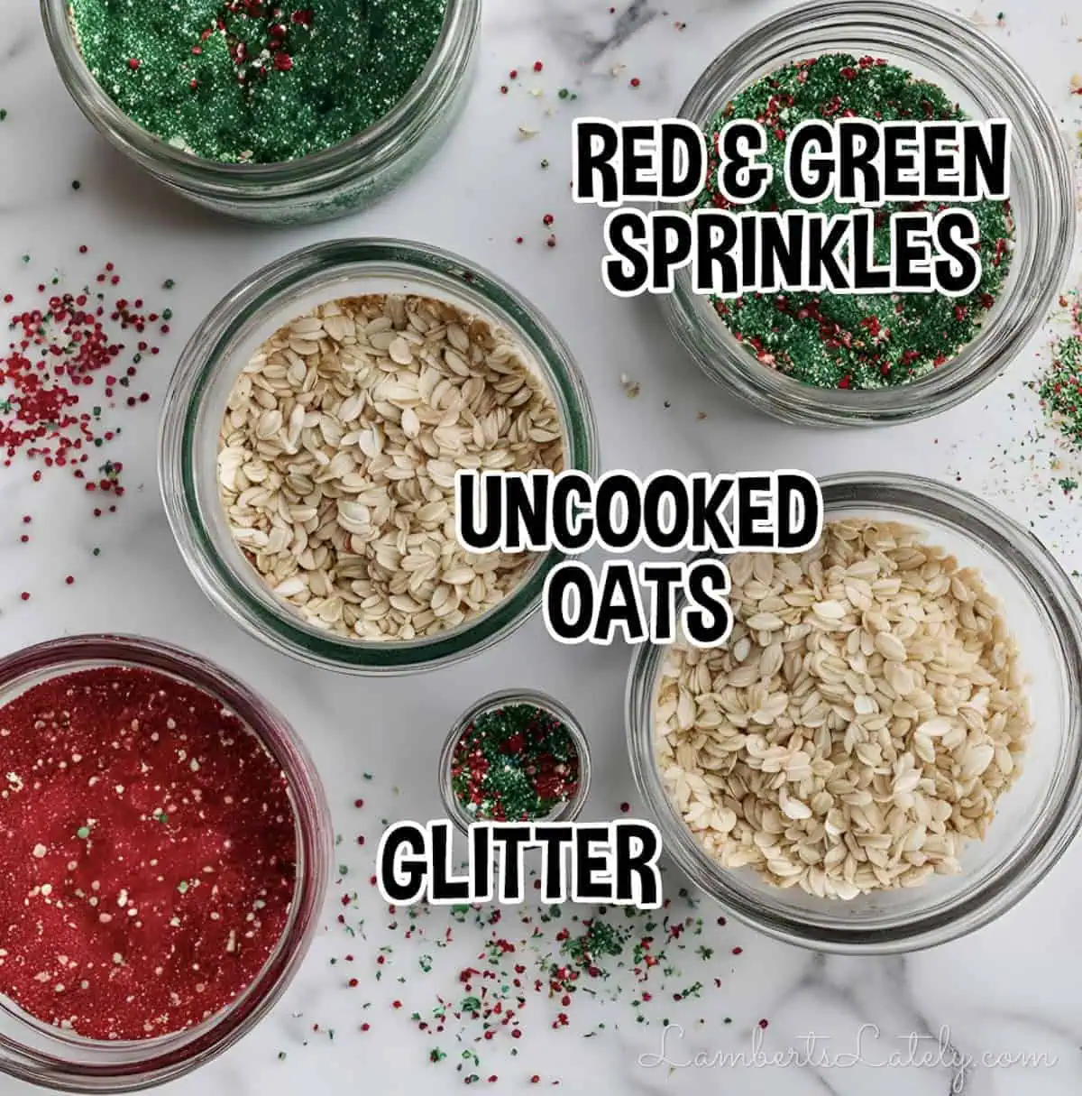 ingredients for reindeer food on a counter.