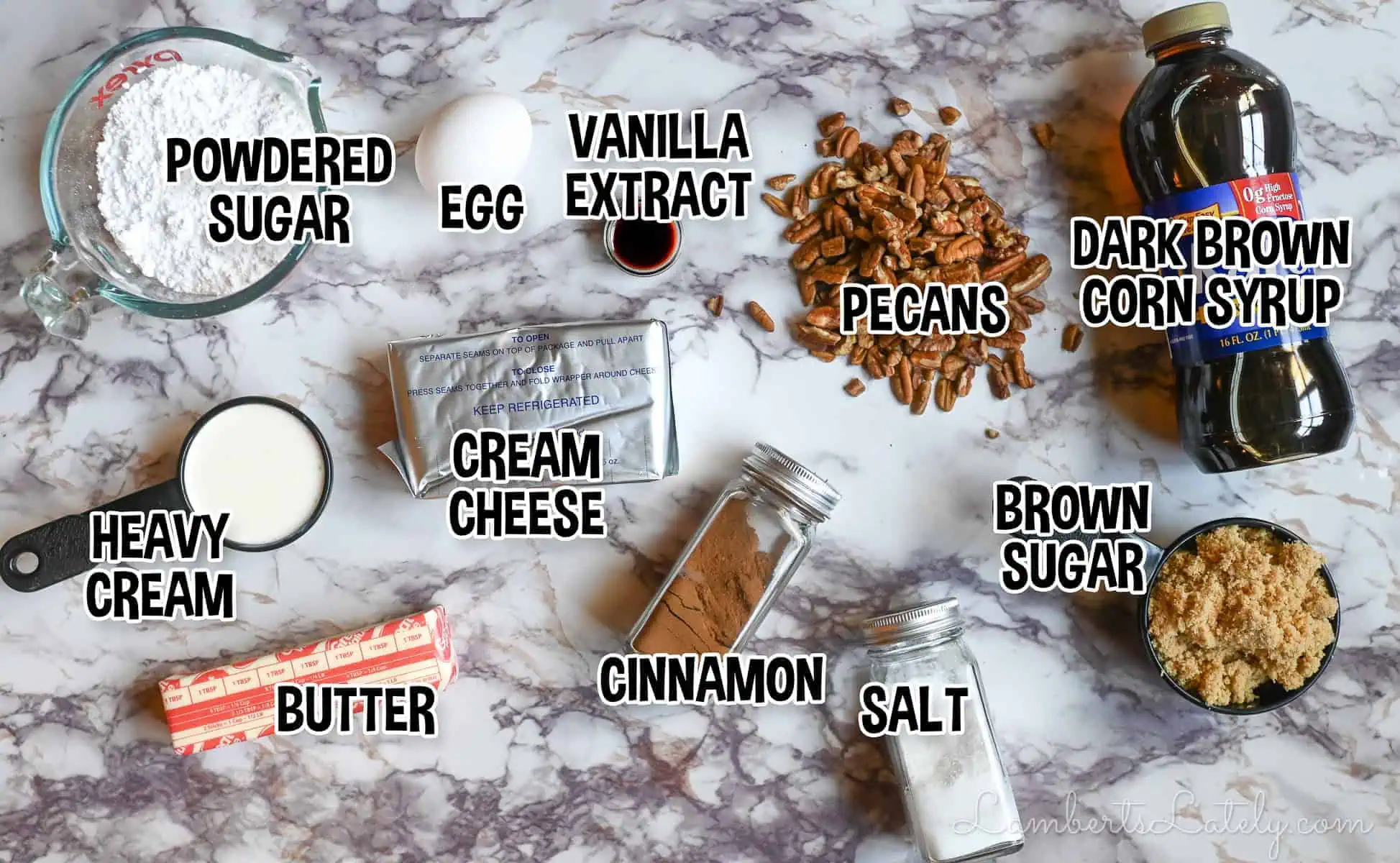 ingredients for pecan pie dip.