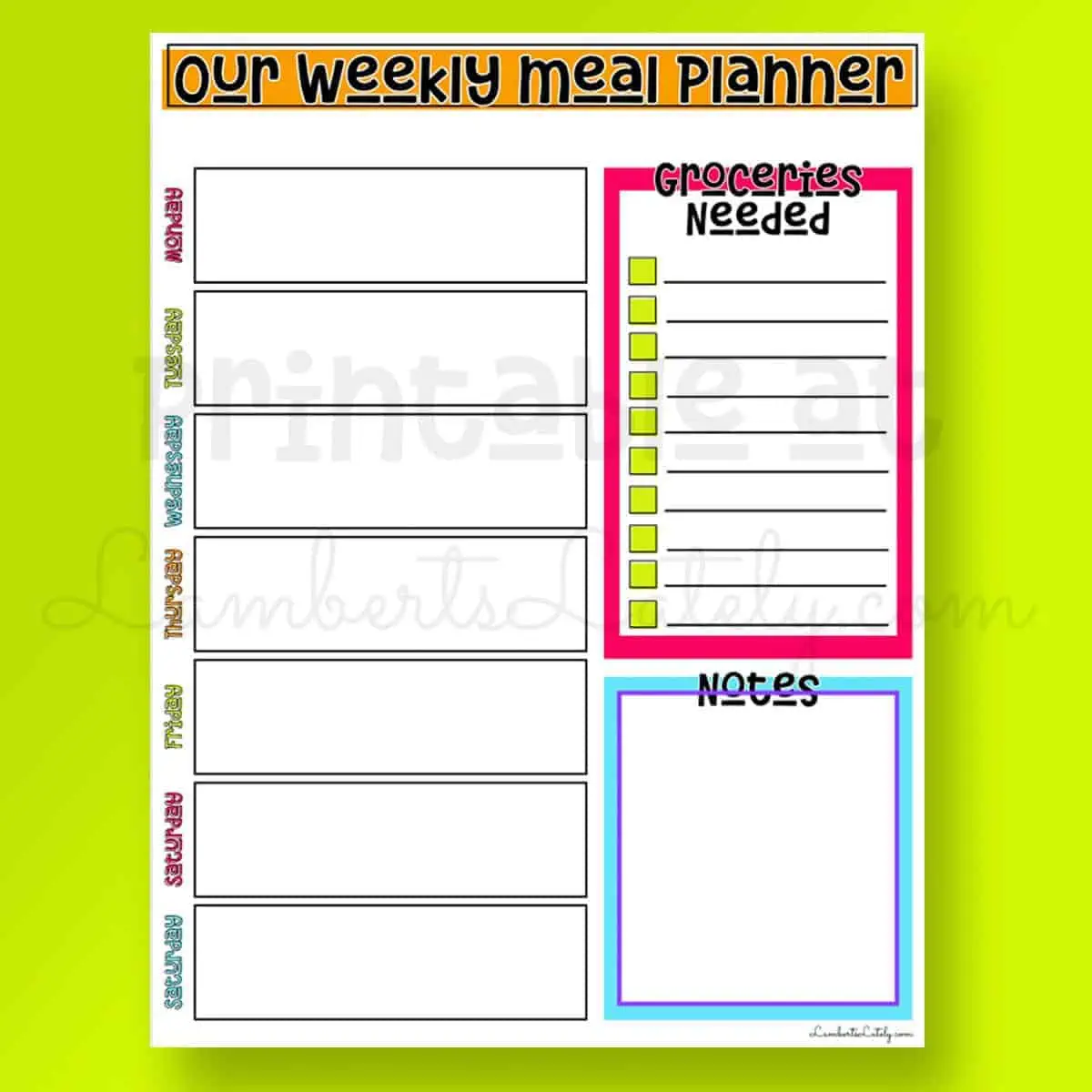 printable meal planner.