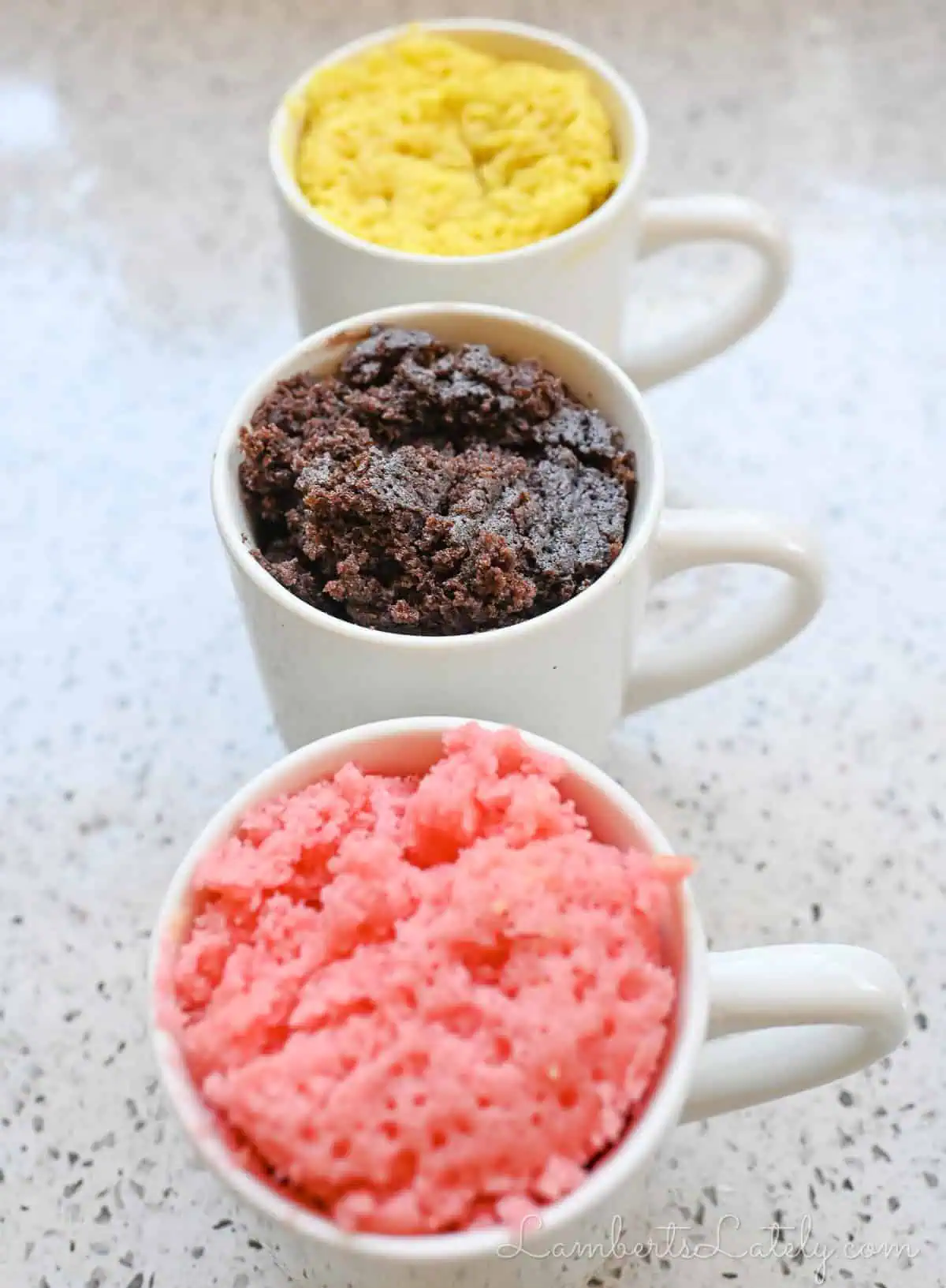 3 mug cakes in a row.