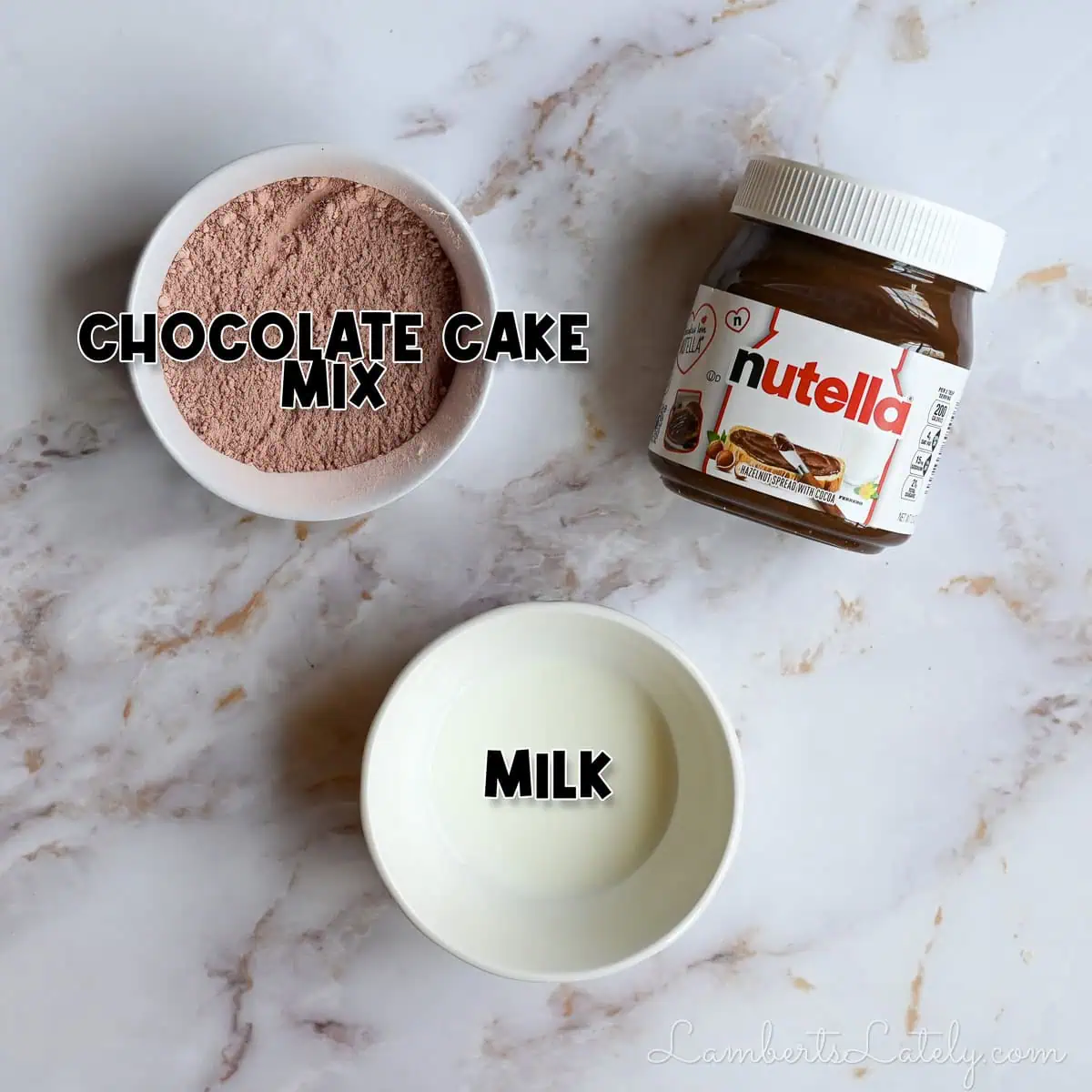 ingredients for nutella mug cake.