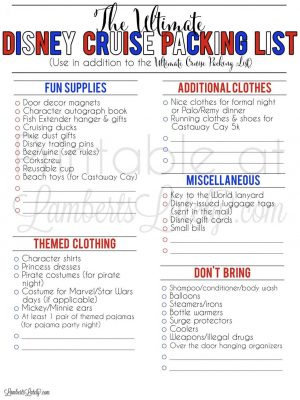 the ultimate disney cruise packing list printable.