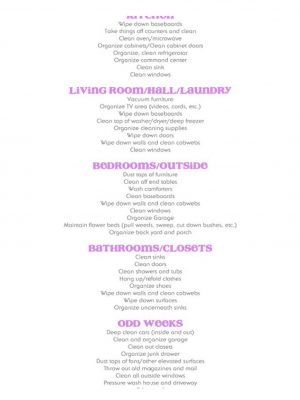 simple cleaning schedule.
