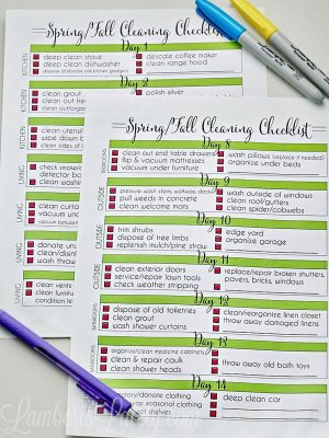 two spring/fall cleaning checklist printables.