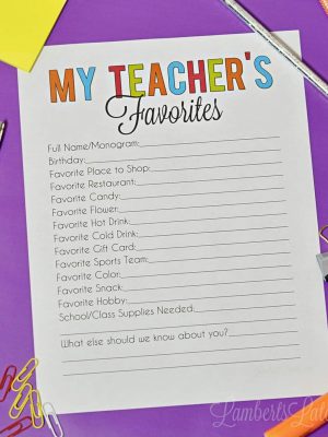 my teacher's favorites printable.
