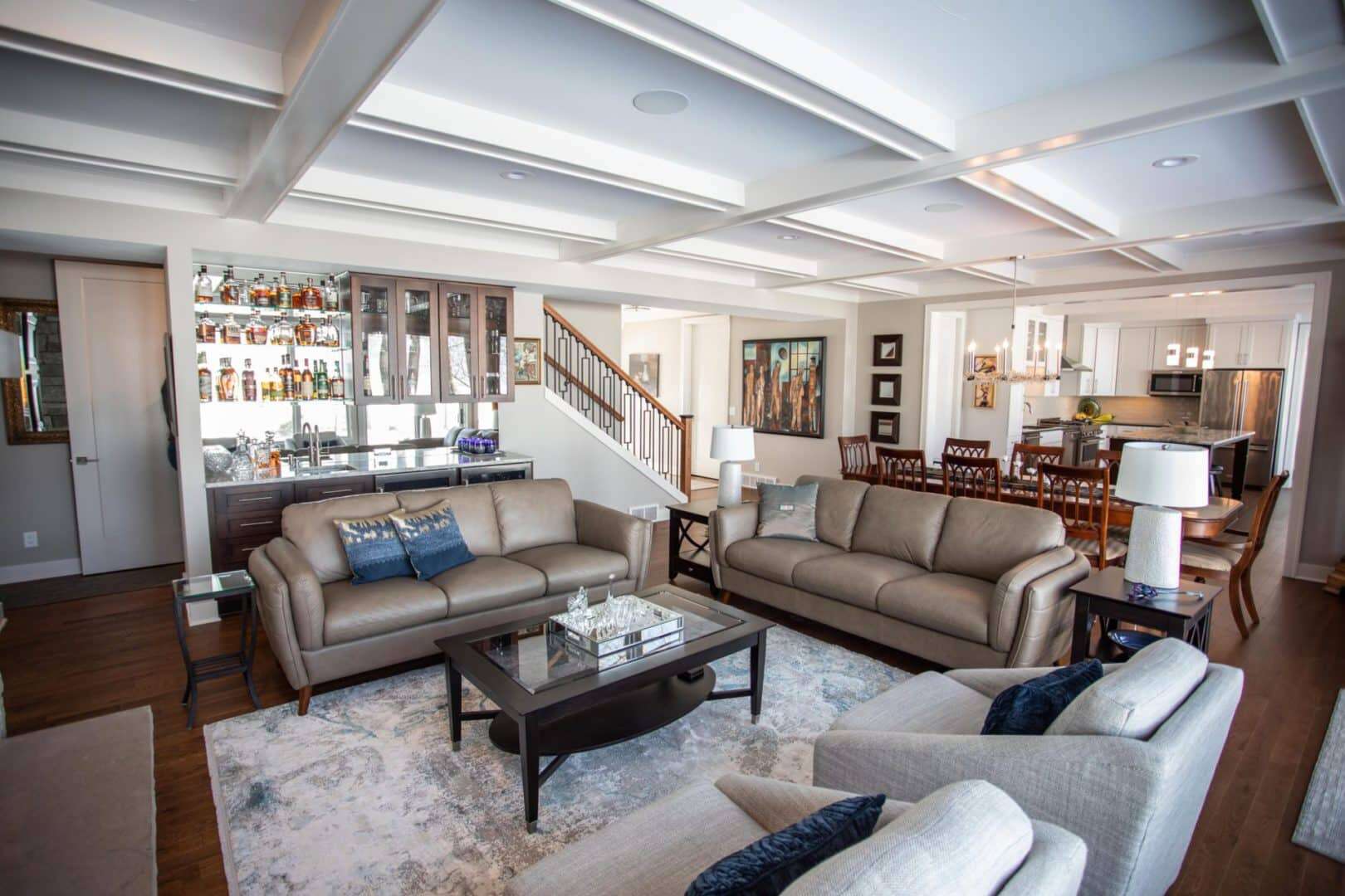 Livingston Homes living room with modern furniture and elegant decor.