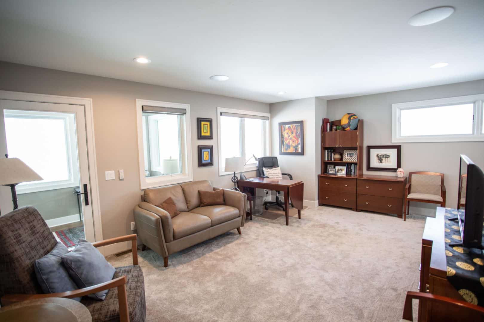 Living room interior with comfortable furniture and natural light.