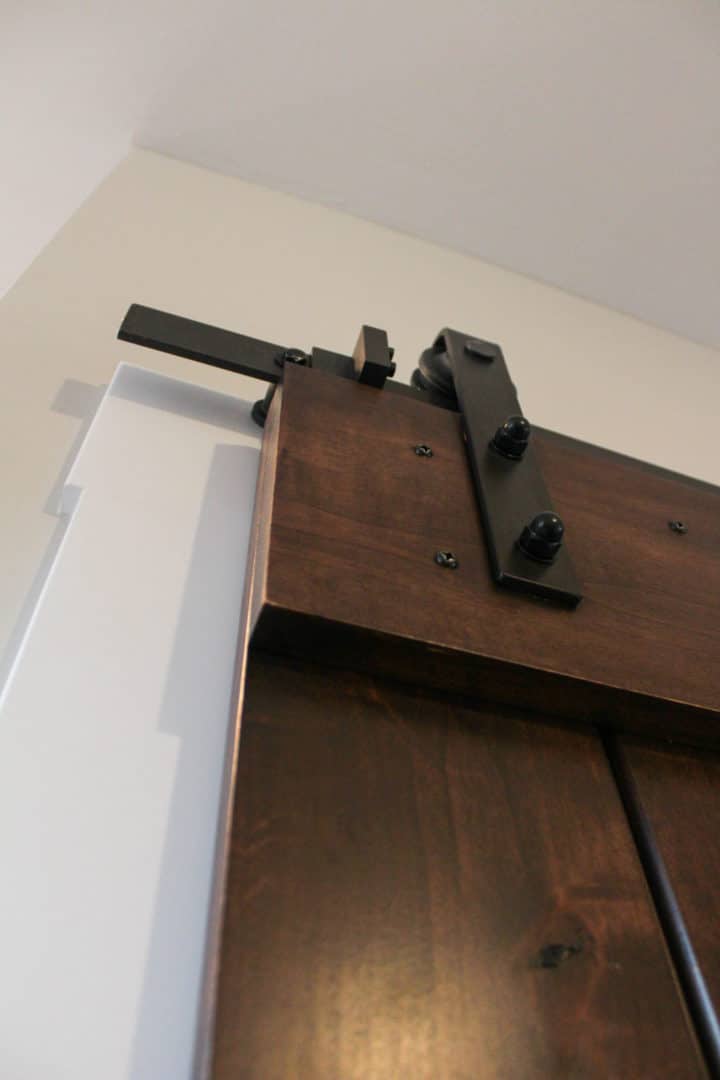 Barn door hardware, sliding door track, interior home decor.
