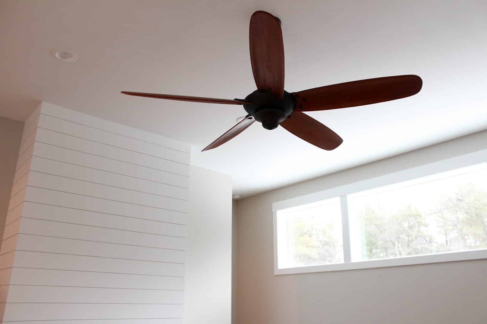 Ceiling fan installed in a modern Livingston Homes interior.