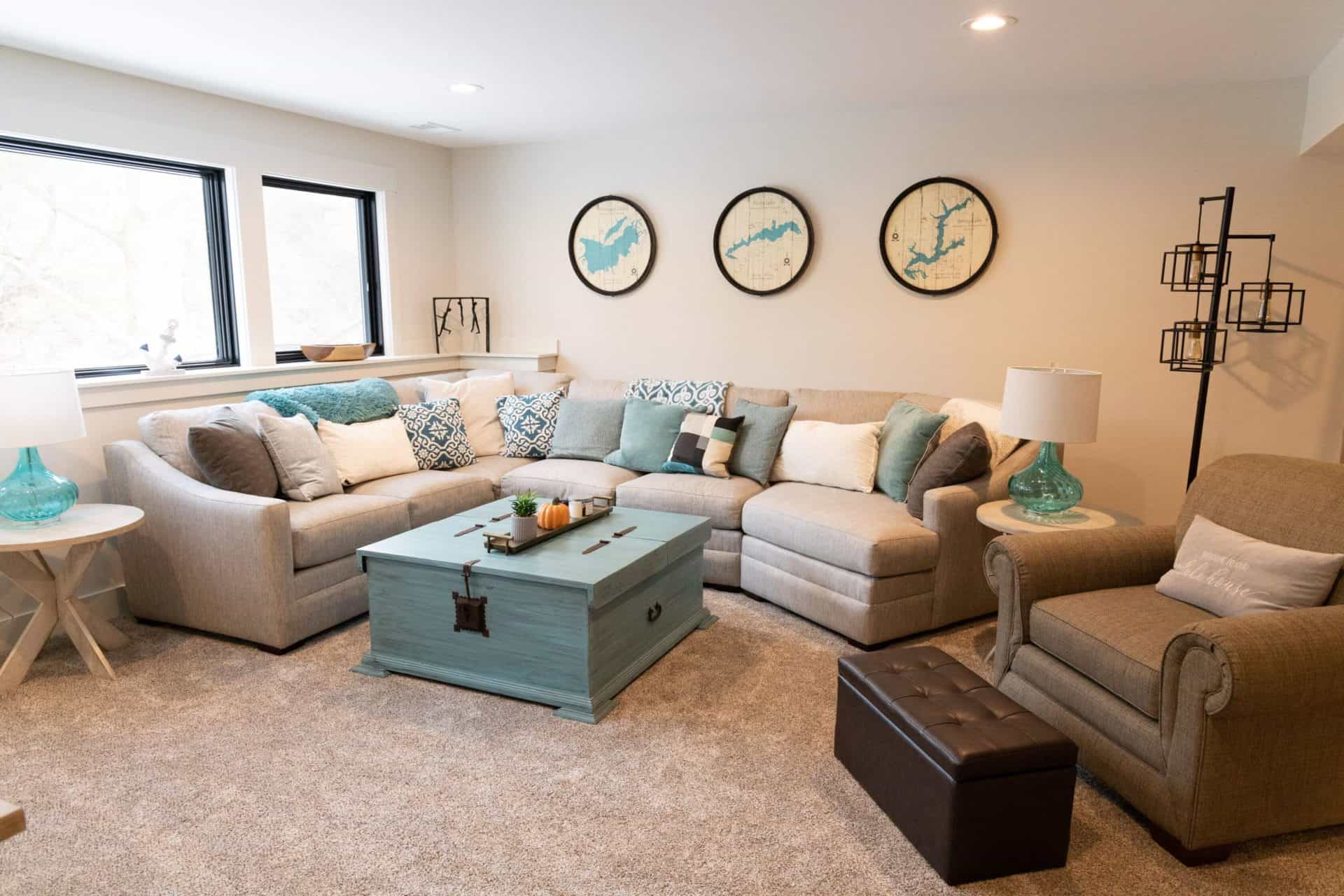 Livingston Homes living room with modern decor and comfortable seating.