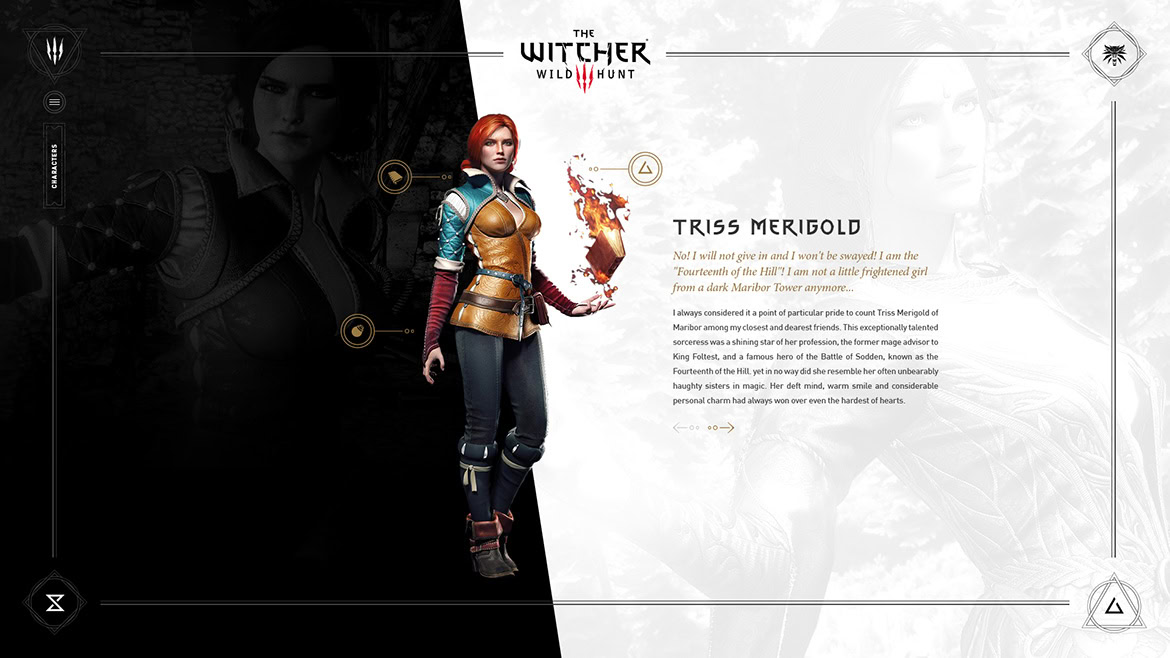 A woman in a fantasy costume holding a flaming object, with a dark background and game-related text.