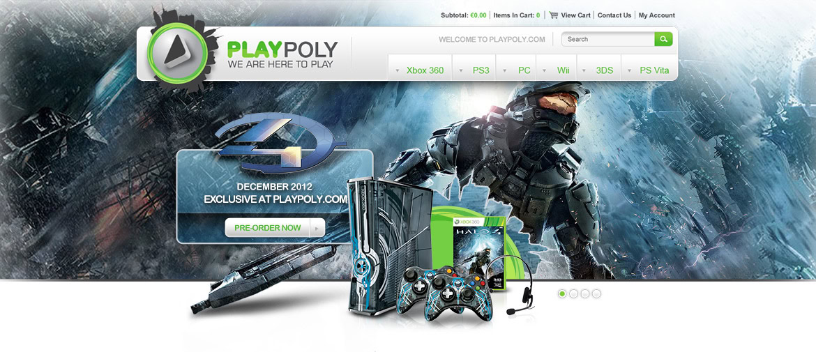 A gaming website homepage featuring a soldier in combat gear, gaming consoles, controllers, and promotional banners.
