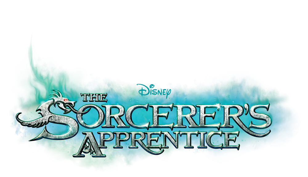 A colourful logo for The Sorcerer's Apprentice with a dragon and water-themed background.